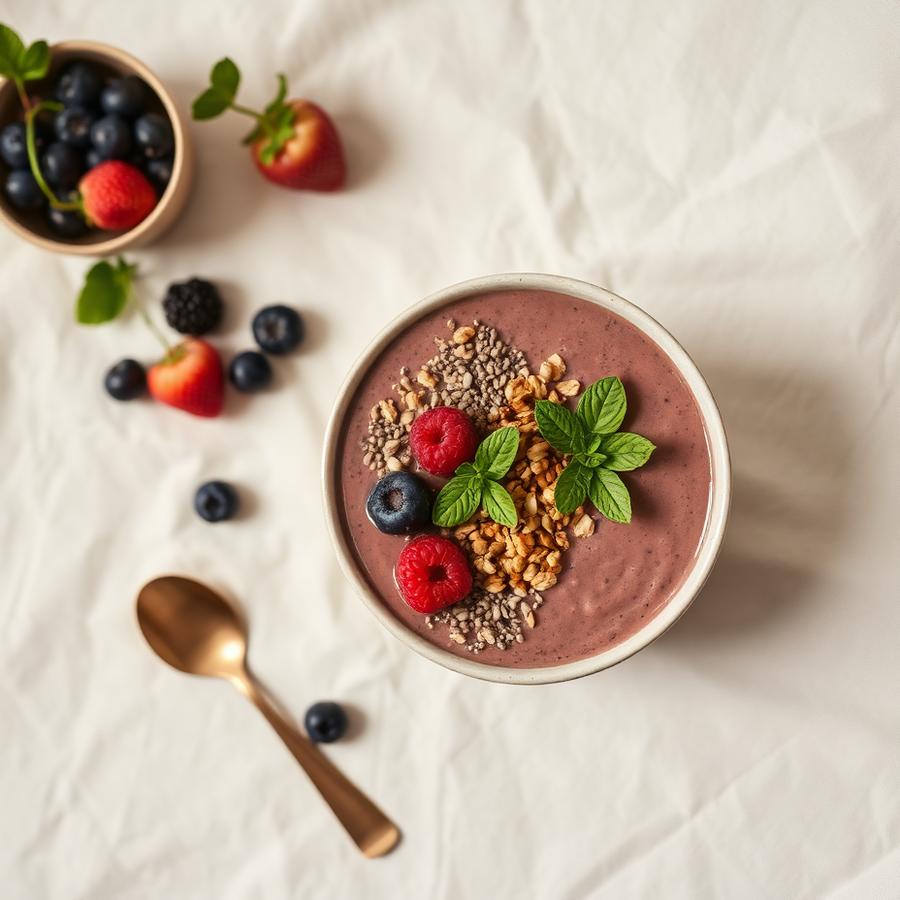 Smoothie bowl com frutas vermelhas